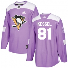 Men's Adidas Pittsburgh Penguins #81 Phil Kessel Authentic Purple Fights Cancer Practice NHL Jersey
