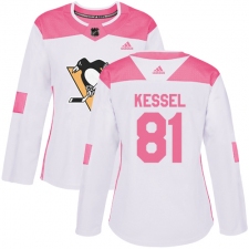 Women's Adidas Pittsburgh Penguins #81 Phil Kessel Authentic White/Pink Fashion NHL Jersey