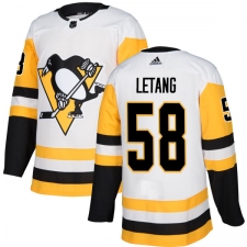 Youth Adidas Pittsburgh Penguins #58 Kris Letang Authentic White Away NHL Jersey