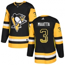 Men's Adidas Pittsburgh Penguins #3 Olli Maatta Authentic Black Drift Fashion NHL Jersey