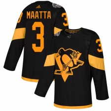 Men's Adidas Pittsburgh Penguins #3 Olli Maatta Black Authentic 2019 Stadium Series Stitched NHL Jersey