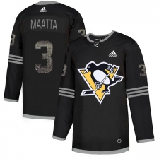 Men's Adidas Pittsburgh Penguins #3 Olli Maatta Black Authentic Classic Stitched NHL Jersey