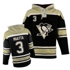 Men's Old Time Hockey Pittsburgh Penguins #3 Olli Maatta Premier Black Sawyer Hooded Sweatshirt NHL Jersey