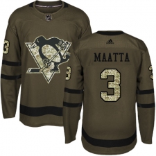 Men's Reebok Pittsburgh Penguins #3 Olli Maatta Authentic Green Salute to Service NHL Jersey