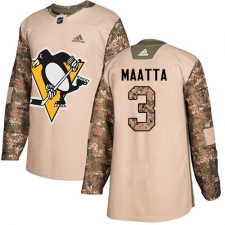 Youth Adidas Pittsburgh Penguins #3 Olli Maatta Authentic Camo Veterans Day Practice NHL Jersey