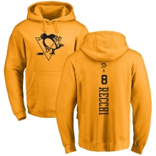NHL Adidas Pittsburgh Penguins #8 Mark Recchi Gold One Color Backer Pullover Hoodie