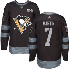 Men's Adidas Pittsburgh Penguins #7 Paul Martin Authentic Black 1917-2017 100th Anniversary NHL Jersey