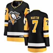 Women's Pittsburgh Penguins #7 Paul Martin Fanatics Branded Black Home Breakaway NHL Jersey