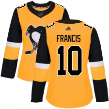 Women's Adidas Pittsburgh Penguins #10 Ron Francis Authentic Gold Alternate NHL Jersey