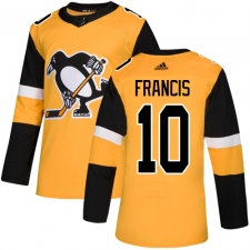 Youth Adidas Pittsburgh Penguins #10 Ron Francis Authentic Gold Alternate NHL Jersey