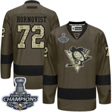 Men's Reebok Pittsburgh Penguins #72 Patric Hornqvist Authentic Green Salute to Service 2017 Stanley Cup Champions NHL Jersey