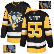Men's Adidas Pittsburgh Penguins #55 Larry Murphy Authentic Black Fashion Gold NHL Jersey