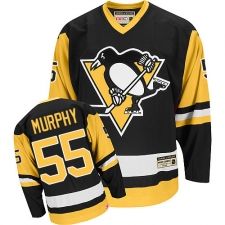 Men's CCM Pittsburgh Penguins #55 Larry Murphy Authentic Black Throwback NHL Jersey