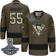Men's Reebok Pittsburgh Penguins #55 Larry Murphy Authentic Green Salute to Service 2017 Stanley Cup Champions NHL Jersey