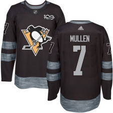 Men's Adidas Pittsburgh Penguins #7 Joe Mullen Authentic Black 1917-2017 100th Anniversary NHL Jersey