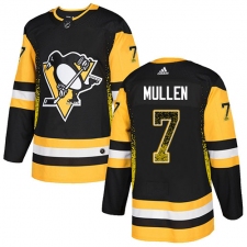 Men's Adidas Pittsburgh Penguins #7 Joe Mullen Authentic Black Drift Fashion NHL Jersey
