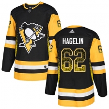 Men's Adidas Pittsburgh Penguins #62 Carl Hagelin Authentic Black Drift Fashion NHL Jersey