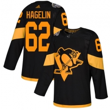 Men's Adidas Pittsburgh Penguins #62 Carl Hagelin Black Authentic 2019 Stadium Series Stitched NHL Jersey