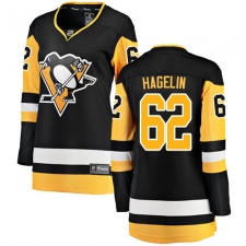 Women's Pittsburgh Penguins #62 Carl Hagelin Fanatics Branded Black Home Breakaway NHL Jersey