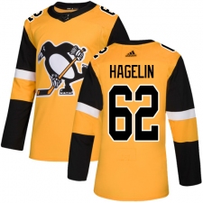 Youth Adidas Pittsburgh Penguins #62 Carl Hagelin Authentic Gold Alternate NHL Jersey