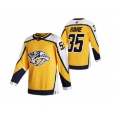 Men's Nashville Predators #35 Pekka Rinne Yellow 2020-21 Reverse Retro Alternate Hockey Jersey