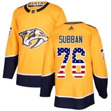 Youth Adidas Nashville Predators #76 P.K Subban Authentic Gold USA Flag Fashion NHL Jersey