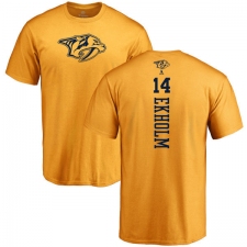 NHL Adidas Nashville Predators #14 Mattias Ekholm Gold One Color Backer T-Shirt