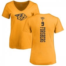 NHL Women's Adidas Nashville Predators #9 Filip Forsberg Gold One Color Backer T-Shirt