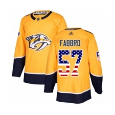 Men's Nashville Predators #57 Dante Fabbro Authentic Gold USA Flag Fashion Hockey Jersey