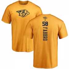 NHL Adidas Nashville Predators #58 Dante Fabbro Gold One Color Backer T-Shirt