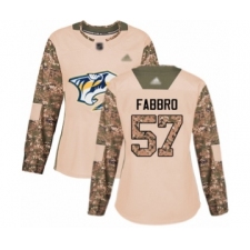 Women's Nashville Predators #57 Dante Fabbro Authentic Camo Veterans Day Practice Hockey Jersey