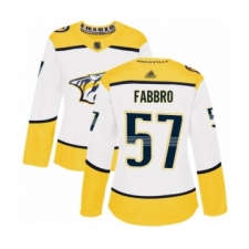Women's Nashville Predators #57 Dante Fabbro Authentic White Away Hockey Jersey