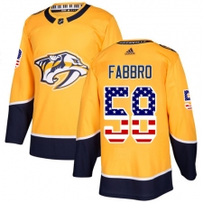 Youth Adidas Nashville Predators #58 Dante Fabbro Authentic Gold USA Flag Fashion NHL Jersey