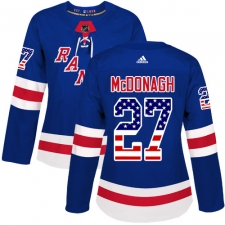 Women's Adidas New York Rangers #27 Ryan McDonagh Authentic Royal Blue USA Flag Fashion NHL Jersey