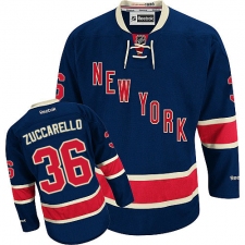 Men's Reebok New York Rangers #36 Mats Zuccarello Authentic Navy Blue Third NHL Jersey