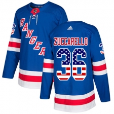 Youth Adidas New York Rangers #36 Mats Zuccarello Authentic Royal Blue USA Flag Fashion NHL Jersey