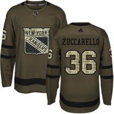 Youth Adidas New York Rangers #36 Mats Zuccarello Premier Green Salute to Service NHL Jersey