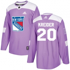 Men's Adidas New York Rangers #20 Chris Kreider Authentic Purple Fights Cancer Practice NHL Jersey
