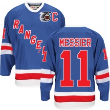 Men's CCM New York Rangers #11 Mark Messier Authentic Royal Blue 75TH Throwback NHL Jersey