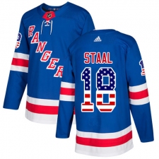 Men's Adidas New York Rangers #18 Marc Staal Authentic Royal Blue USA Flag Fashion NHL Jersey
