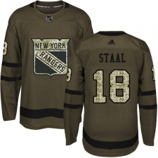 Youth Adidas New York Rangers #18 Marc Staal Authentic Green Salute to Service NHL Jersey
