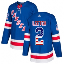 Men's Adidas New York Rangers #2 Brian Leetch Authentic Royal Blue USA Flag Fashion NHL Jersey