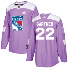 Men's Adidas New York Rangers #22 Mike Gartner Authentic Purple Fights Cancer Practice NHL Jersey