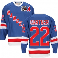 Men's CCM New York Rangers #22 Mike Gartner Authentic Royal Blue 75TH Throwback NHL Jersey