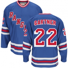 Men's CCM New York Rangers #22 Mike Gartner Authentic Royal Blue Throwback NHL Jersey