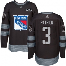 Men's Adidas New York Rangers #3 James Patrick Authentic Black 1917-2017 100th Anniversary NHL Jersey