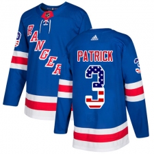 Men's Adidas New York Rangers #3 James Patrick Authentic Royal Blue USA Flag Fashion NHL Jersey