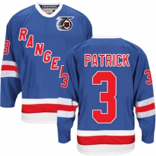 Men's CCM New York Rangers #3 James Patrick Authentic Royal Blue 75TH Throwback NHL Jersey
