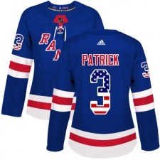 Women's Adidas New York Rangers #3 James Patrick Authentic Royal Blue USA Flag Fashion NHL Jersey