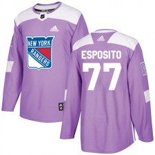 Men's Adidas New York Rangers #77 Phil Esposito Authentic Purple Fights Cancer Practice NHL Jersey